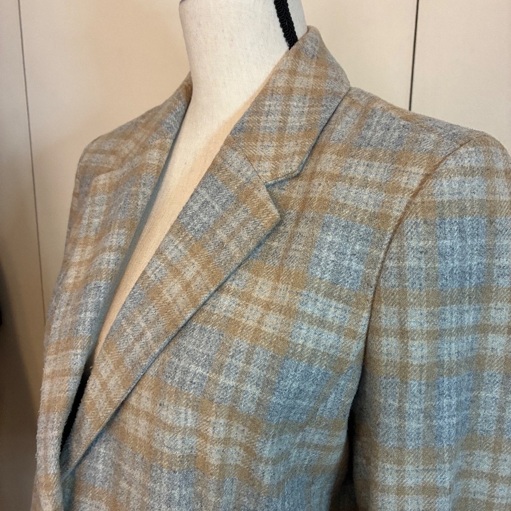 Chadwick"s Wool Blend, Beige and Gray Plaid Blazer